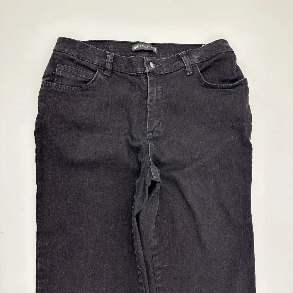 Lee Relaxed Fit Straight Women's size 8P Black Denim Jeans - Picture 2 of 5
